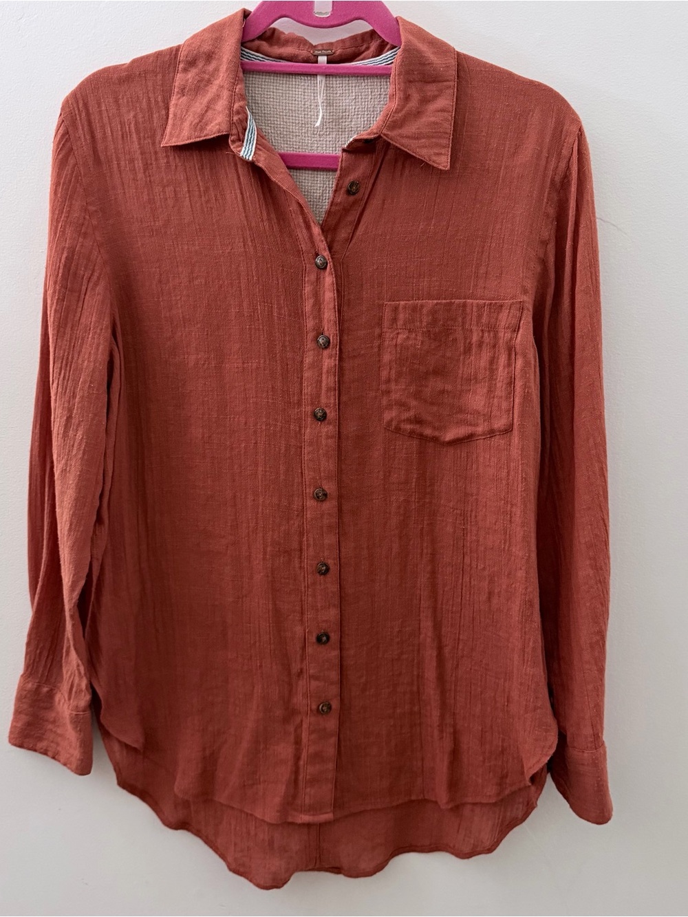 Free People Rust Button-Up Top